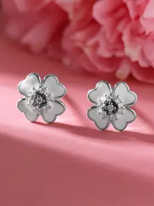 Rubans Silver Floral Studs Earrings