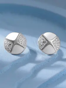 Rubans Silver Silver-Plated American Diamond Geometric Stud Earrings