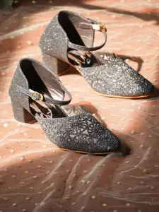 JM Looks Embellished Block Heel Pumps