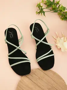 JM Looks Strappy Open Toe Block Heels With Backstrap