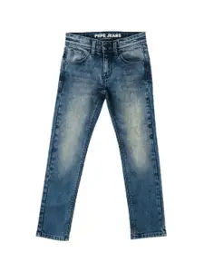 Pepe Jeans Boys Slim Fit Mid-Rise Heavy Fade Light Shade Clean Look Stretchable Jeans