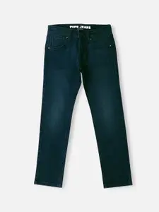 Pepe Jeans Boys Slim Fit Mid-Rise Light Fade Dark Shade Clean Look Stretchable Jeans