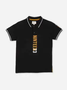 Pepe Jeans Boys Typography Printed Polo Collar Pure Cotton T-shirt