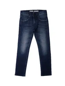 Pepe Jeans Boys Slim Fit Mid-Rise Light Fade Dark Shade Clean Look Stretchable Jeans