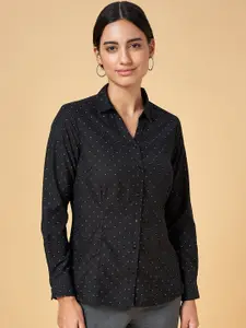 Annabelle by Pantaloons Micro Ditsy Printed Spread Collar Formal Shirt