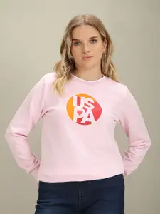U.S. Polo Assn. Women Typography Printed Round Neck Sweatshirt