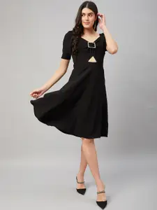 Chemistry Tie Up Neck Cut Outs Fit & Flare Dress