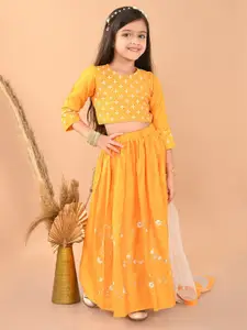LilPicks Girls Embroidered Thread Work Ready to Wear Lehenga & Blouse With Dupatta