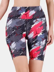 Soie Women Printed Skinny Fit Quick Dry Training Or Gym Sports Shorts