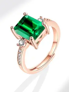 MYKI Rose Gold-Plated CZ Studded Finger Ring