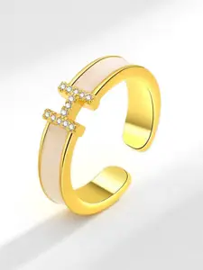 MYKI Gold-Plated CZ Studded Finger Ring
