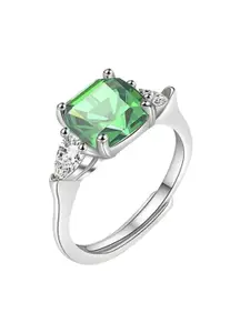 MYKI Silver-Plated CZ Studded Finger Ring