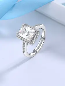 MYKI Silver-Plated CZ Studded Finger Ring