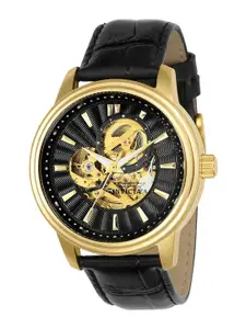 Invicta Men Leather Straps Analogue Automatic Motion Powered Watch-22578-Black