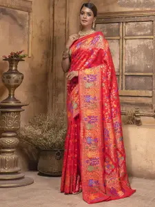Satrani Floral Woven Design Zari Banarasi Saree