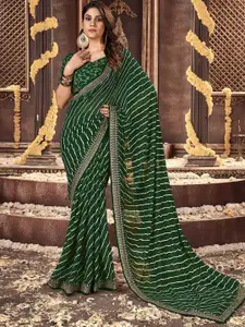 Satrani Leheriya Printed Embroidered Leheriya Saree