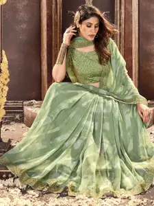 Satrani Leheriya Printed Embroidered Leheriya Saree