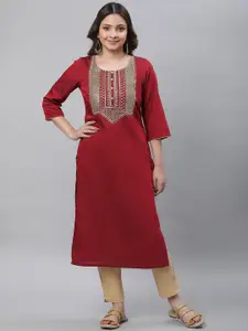 AURELIA Floral Yoke Design Mirror Work Kurta