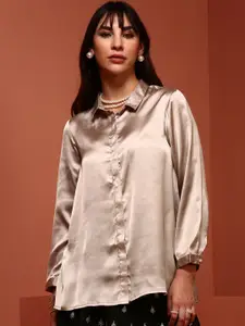 IMARA Satin Shirt Style Top