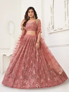 FABPIXEL Embellished Sequinned Semi-Stitched Lehenga & Unstitched Blouse With Dupatta