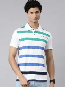 THE SOUL PATROL Striped Polo Collar Pure Cotton T-shirt