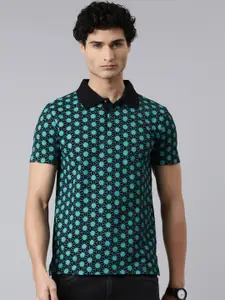 THE SOUL PATROL Geometric Printed Polo Collar Pure Cotton T-shirt