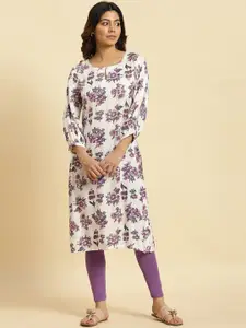 W Floral Printed Sequinned Straight Kurta