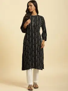 W Striped Mandarin Collar Kurta