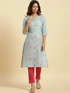 W Floral Printed A Line Pure Cotton Kurta