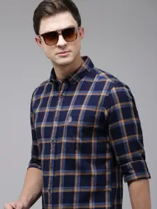 U.S. Polo Assn. Denim Co. Pure Cotton Checked Slim Fit Casual Shirt