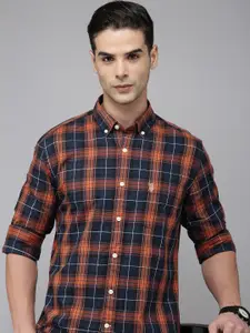 U.S. Polo Assn. Denim Co. Slim Fit Checked Pure Cotton Casual Shirt