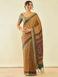 Soch Ethnic Motifs Printed Saree With Shawl