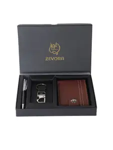 ZEVORA Men Leather Wallet Pen & Keychain Gift Set