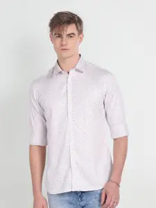 Flying Machine Men White Slim Fit Opaque Printed Casual Shirt