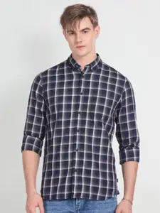 Flying Machine Men Blue Slim Fit Opaque Checked Casual Shirt