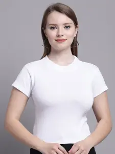 Jinfo Round Neck Fitted Crop Top
