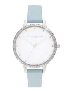 Olivia Burton Women Rainbow Embellished Dial Leather Straps Analogue Watch OB16RB19