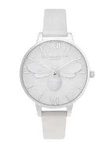Olivia Burton Women Lucky Bee Embellished Dial Leather Wrap Around Straps Analogue Watch