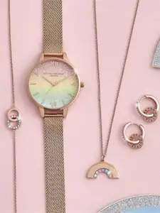 Olivia Burton WomenTextured Dial Stainless Steel Bracelet Style Watch