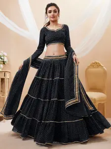 FABPIXEL Striped Gotta Patti Lehenga Choli With Dupatta