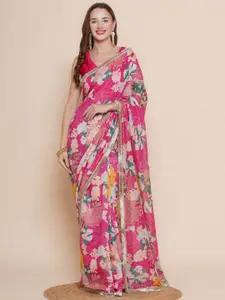Bhama Couture Floral Printed Chanderi Saree