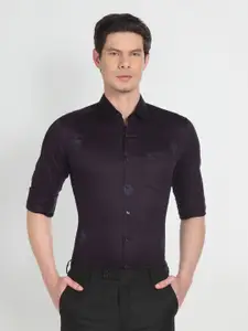 Arrow Slim Fit Ethnic Motifs Printed Spread Collar Long Sleeve Pure Cotton Formal Shirt