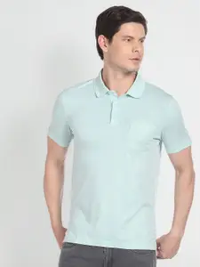 Arrow Men Blue Polo Collar Pockets T-shirt