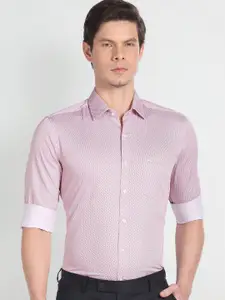 Arrow Men Pink Slim Fit Opaque Striped Formal Shirt