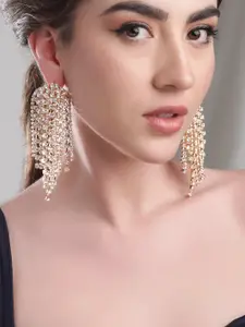 Rubans Voguish Rubans 18K Gold-Plated AD & Cubic Zirconia Studded Multi-Layer Showstopper Drop Earrings