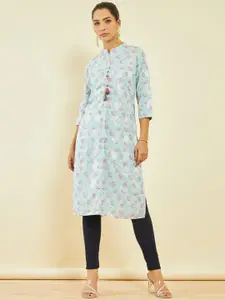 Soch Floral Printed Mandarin Collar Straight Kurta