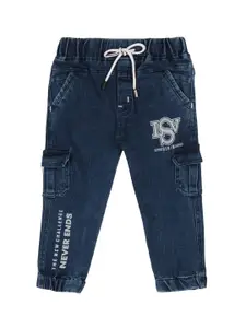 Wish Karo Boys Classic Printed Clean Look Stretchable Cotton Cargo Jeans