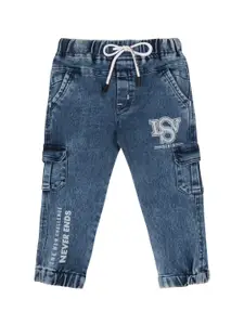 Wish Karo Boys Classic Heavy Fade Printed Clean Look Stretchable Cotton Cargo Jeans