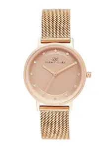 DARREN CLARK Women Rose Gold-Toned Brass Dial & Rose Gold Toned Bracelet Style Straps Analogue Automatic Watch