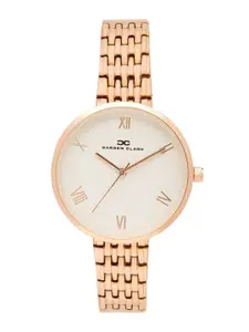 DARREN CLARK Women White Brass Dial & Rose Gold Toned Bracelet Style Straps Analogue Automatic Motion Watch